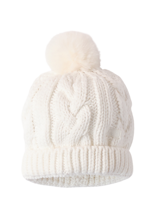 Caciula Tricotata Crem cu Ciucure din Blana 3.F302/00 Minibanda