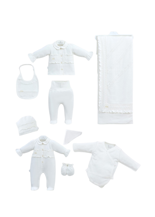 Set Maternitate 10 Piese Bumbac Alb 3501 Leo King