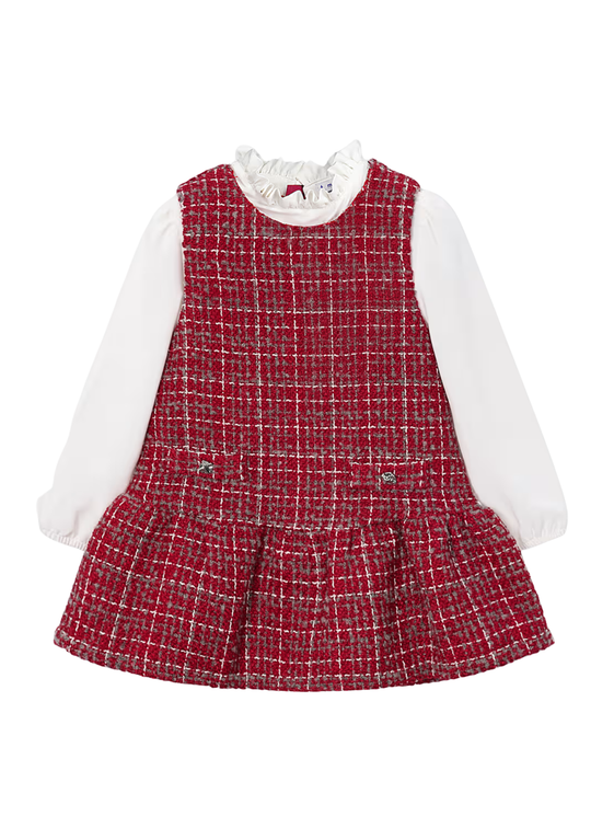 Rochie Tip Sarafan din Tweed Rosu cu Bluza 4929 – Mayoral