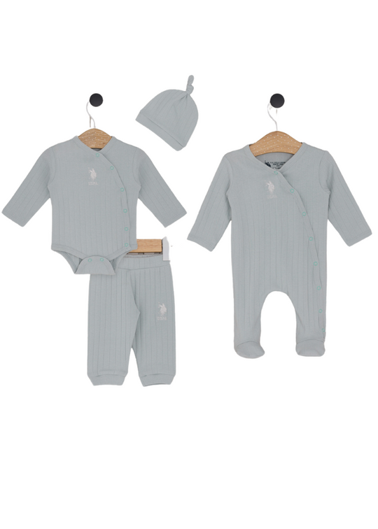 Green Ripsed Cotton Maternity 4 Piece Set USB2072 V2 Us Polo Assn