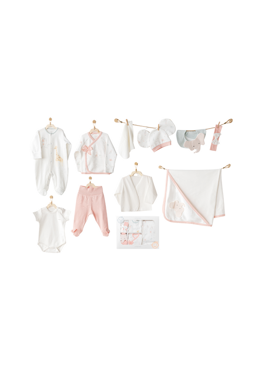 Set 10 piese Maternitate Crem cu Roz cu Elefant AC25501 Andywawa