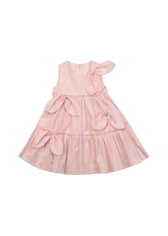 Rochie Roz Fara Maneci cu Funde Aplicate 17082 Bebus