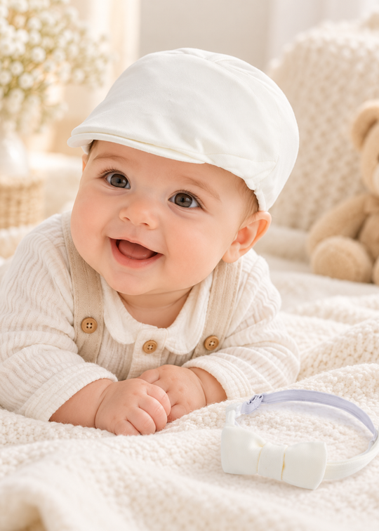 Set Basca si Papion Crem din Bumbac pentru Baieti 9067 – Mayoral