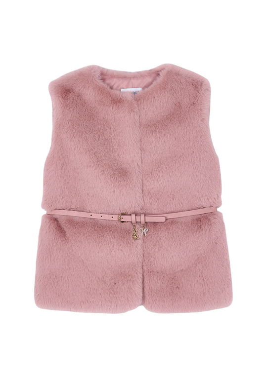Powder Pink Fur Vest with Belt 4315 Mayoral