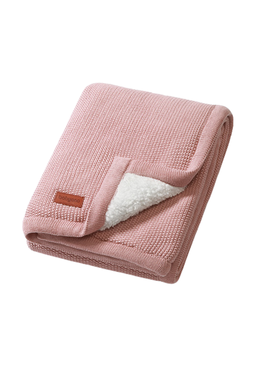 Paturica Tricotata Roz Pudra din Bumbac Captusita cu Blanita Alba - 75x100 cm 1659/01 - BabyOno