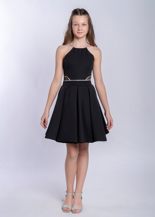 Rochie Eleganta pentru Ceremonie Scurta Neagra 10-15 Ani 5442 Kanilla