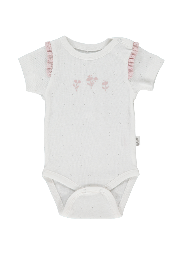 Body Crem cu Maneca Scurta cu Flori Roz Nature T3814 Bebetto