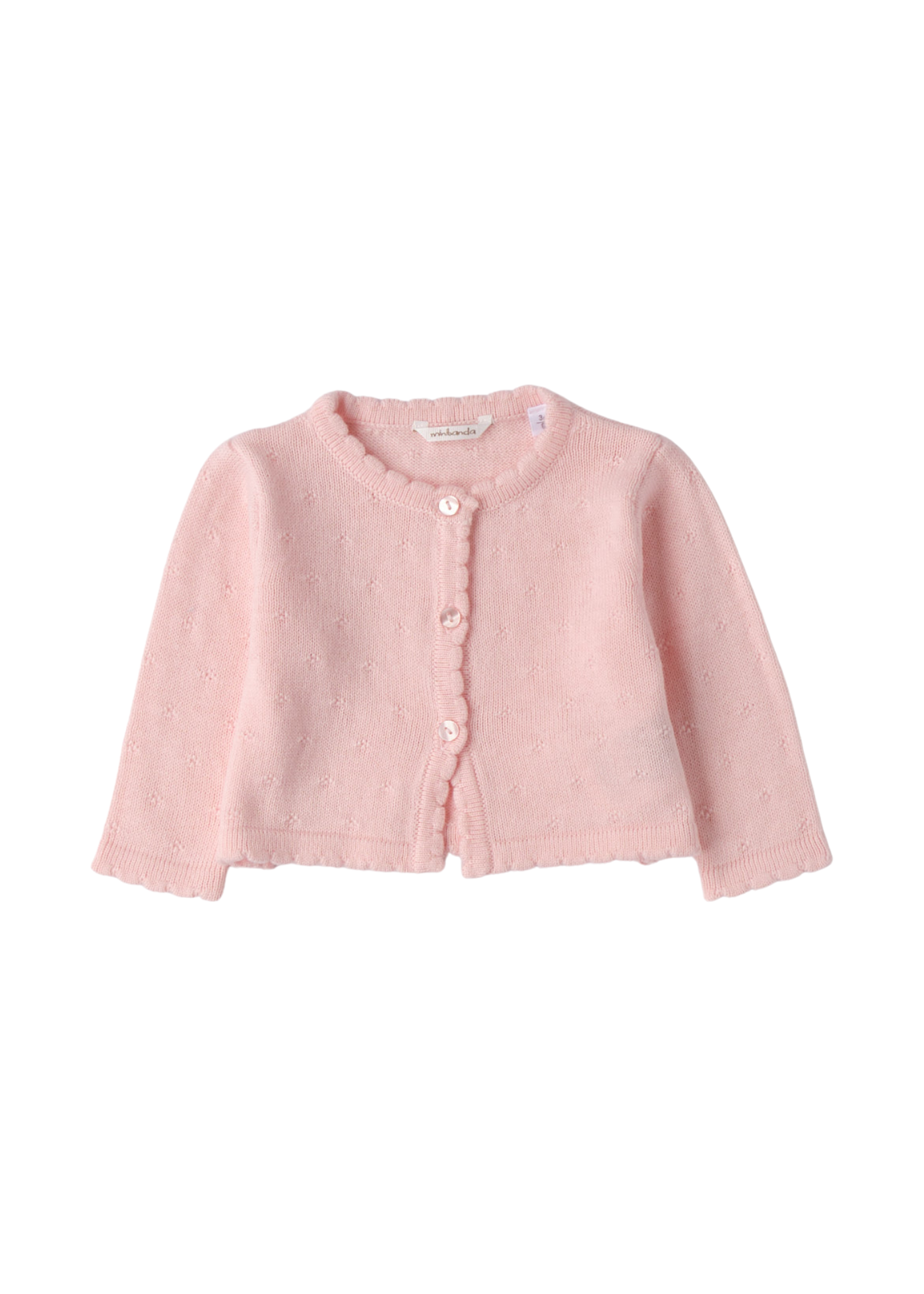 Set 3 Piese Sarafan si Cardigan Tricotate Roz si Bluza Crem cu Maneca Lunga 3.F770/00 Minibanda