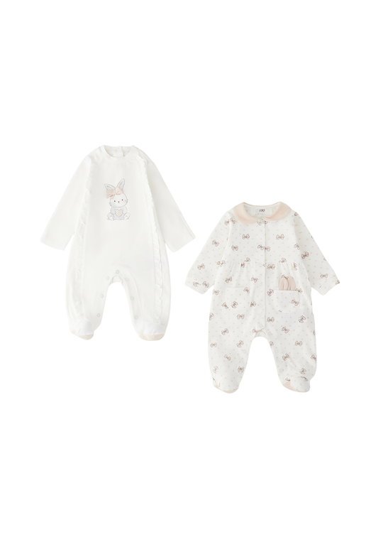 Set 2 Salopete Lungi Ivory cu Iepuri 4.G123/00 iDO