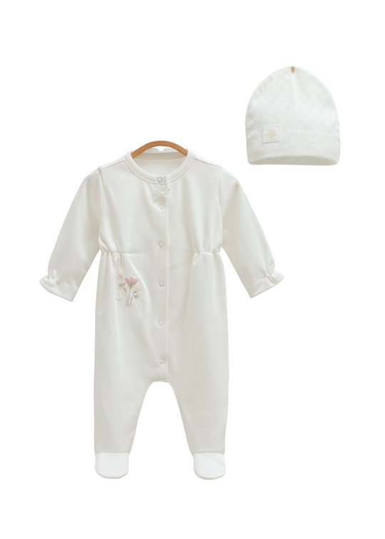 Salopeta Lunga Crem cu Elastic in Talie si Bentita TK1478 Mell Sweet Baby