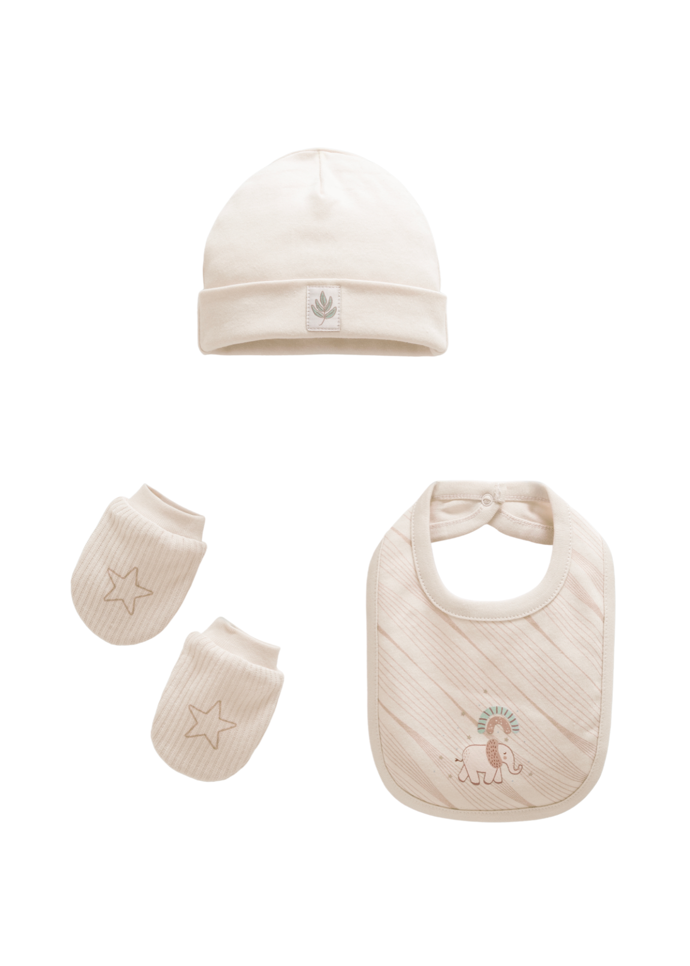 Set 3 Piese Fes Baveta si Manusi Bej TAE2077 Mell Sweet Baby