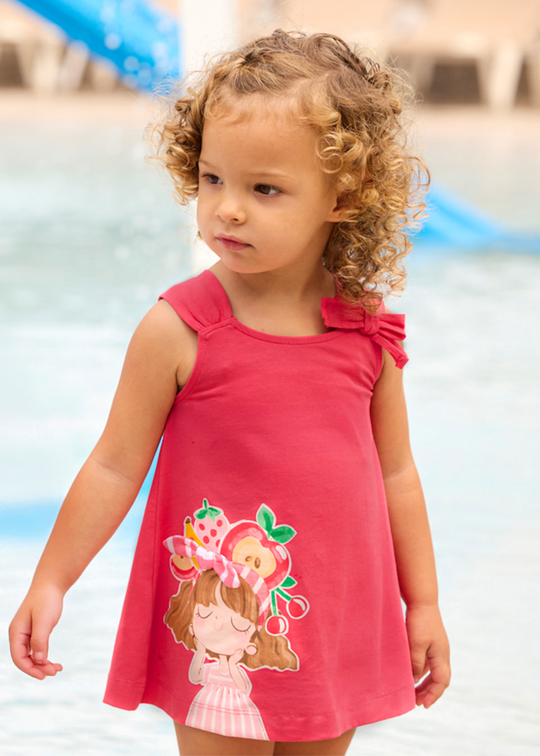 Rochie Bebe Roz Casual cu Imprimeu Fetita si funda 1930 Mayoral