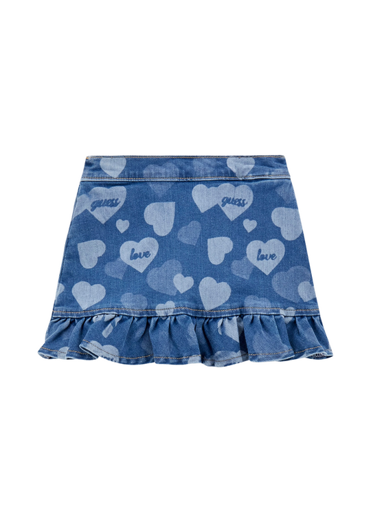 Denim Skirt with Heart Print K5YD02 D4CA0 PTGO Guess