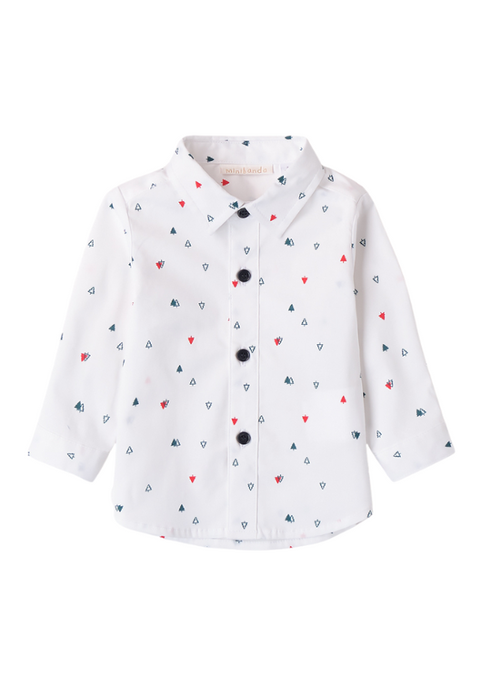 Camasa Alba cu Maneca Lunga Imprimeu Brazi 0A3605.00 Minibanda