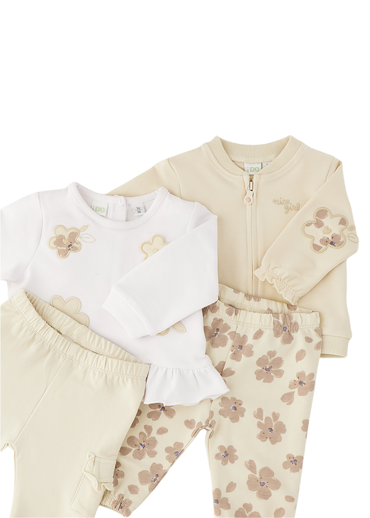 Trening 4 Piese Bej cu Flori 4.G081/00 iDO