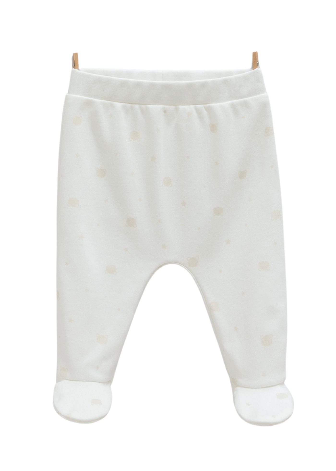 Set 3 Piese Body cu Maneca Lunga, Pantaloni Lungi cu Picior si Fes Crem cu Imprimeu Ursi BPS1468 Mell Sweet Baby