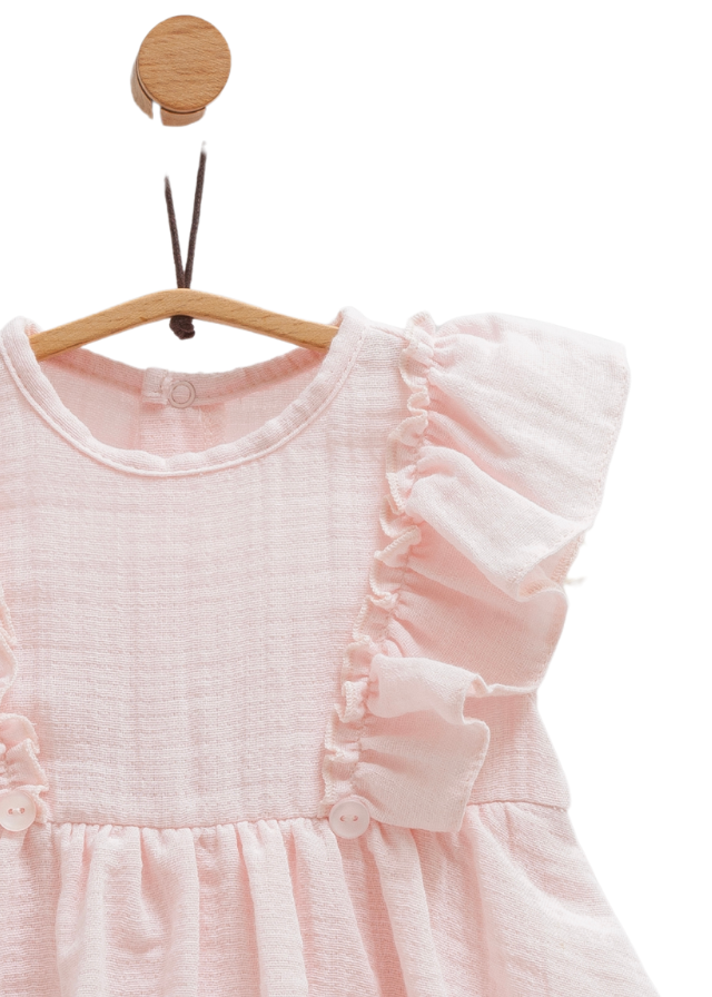 Body Tip Rochita din Muselina Roz Little Girl BK1666 Mell Sweet Baby