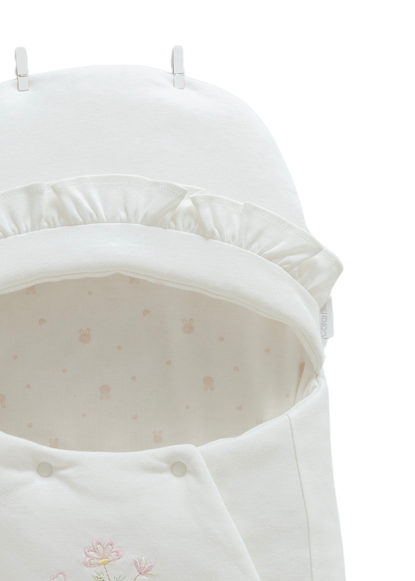 Portbebe Crem  cu Broderie Flori ANK1827 Mell Sweet Baby