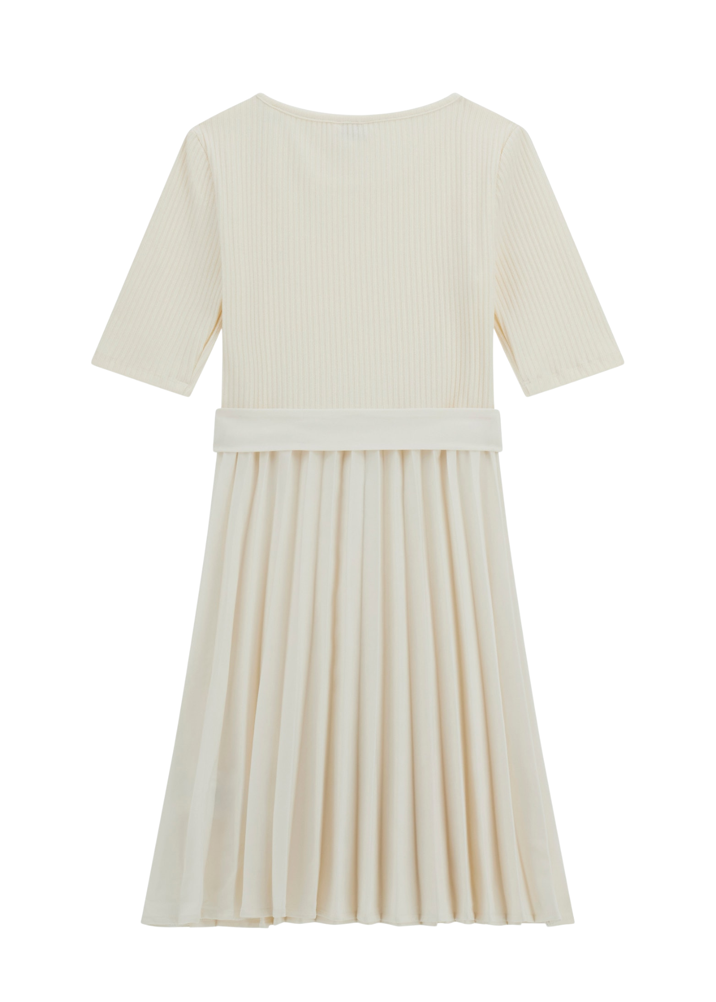 Rochie Crem cu Maneca Scurta si Pliseuri J5YK23  RC1S0 G012 Guess