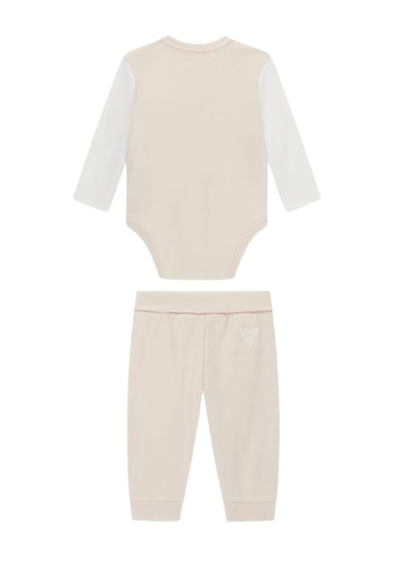 Set 2 Piese Body Maneca Lunga si Pantaloni Lungi Alb cu Bej H6YG04 K4125 G1ET Guess