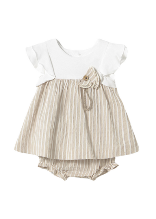 Rochie Crem cu Bej cu Volane la Maneci si Chilotel 1845 Mayoral