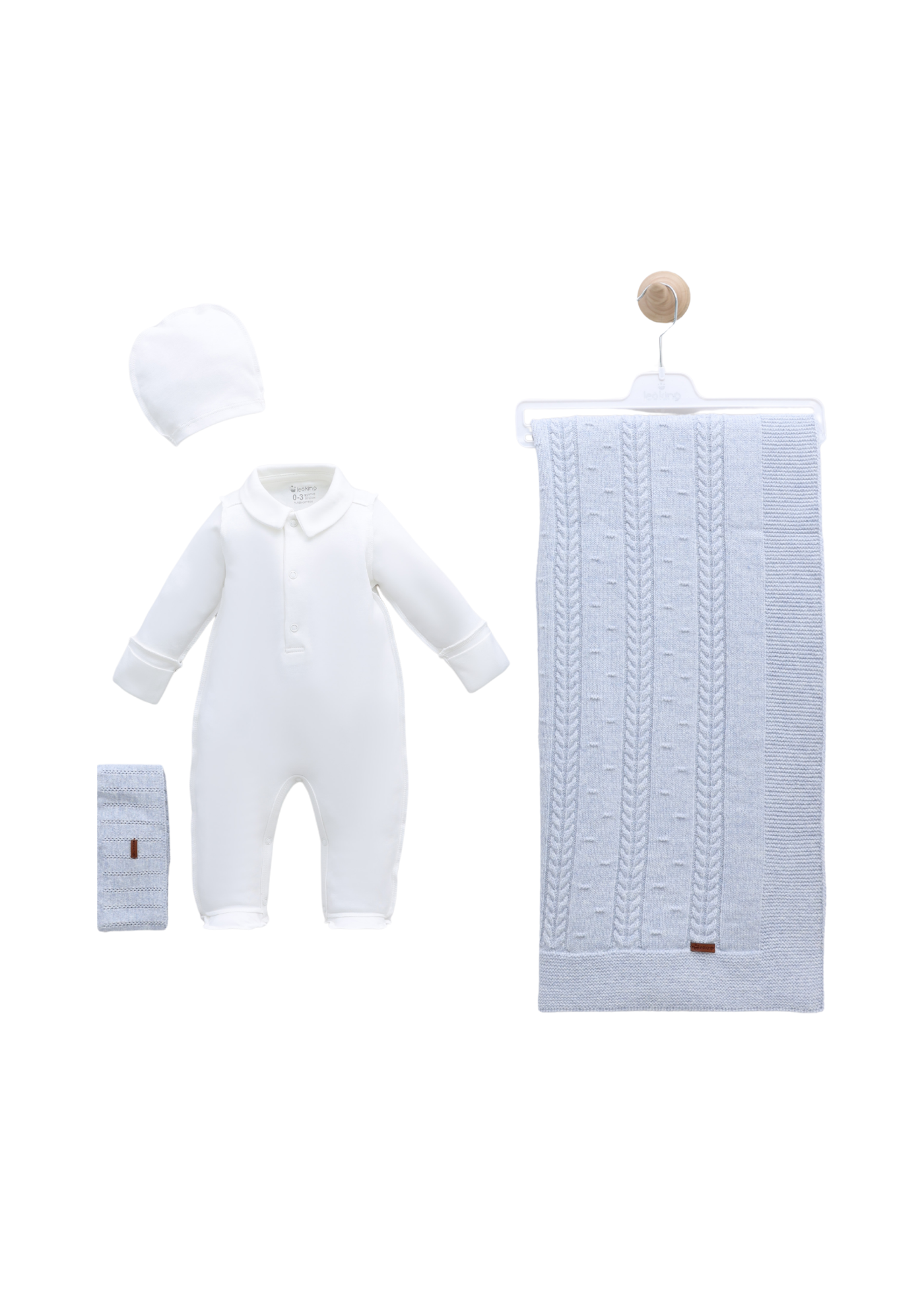 Set Maternitate Bleu 9 Piese cu Lana Merinos 3450 Leo King