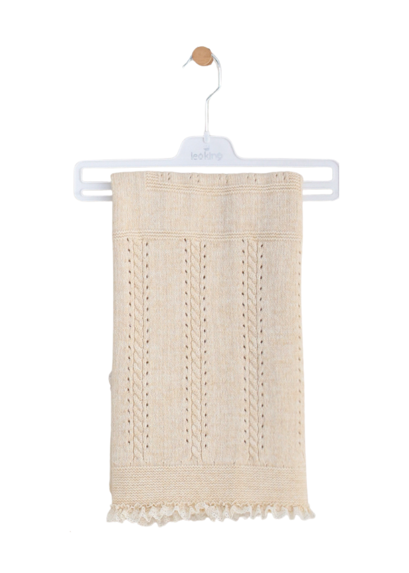 Set 7 Piese Tricotat Bumbac Bej cu Salopeta 3416 Leo King