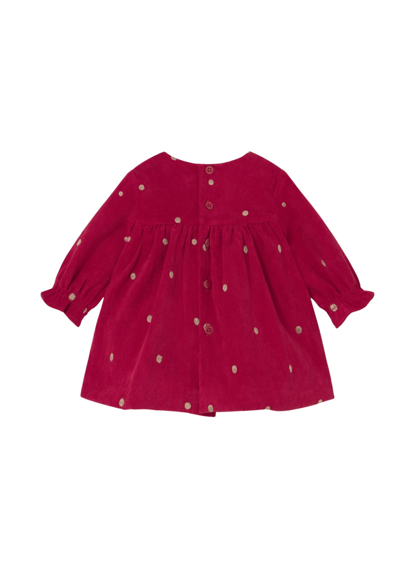 Rochie Catifea Rosie cu Maneca Lunga cu Buline Bej 2820 Mayoral