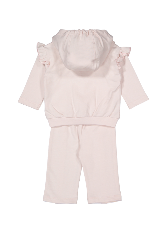 Trening 3 Piese Hanorac si Pantaloni Roz si bluza Crem Baby Girl K4774 BebettC