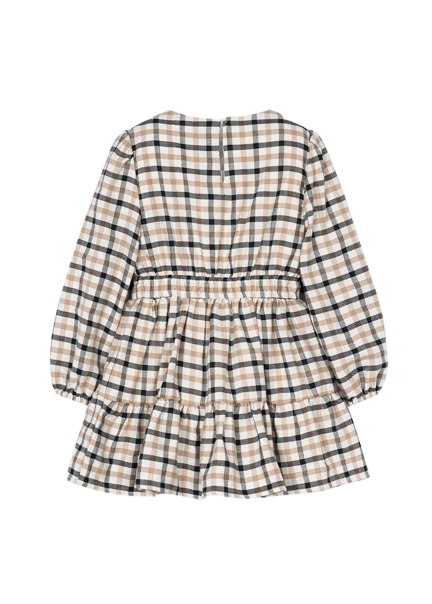 Rochie cu Maneca Lunga Carouri Bej cu Negru 4915 Mayoral