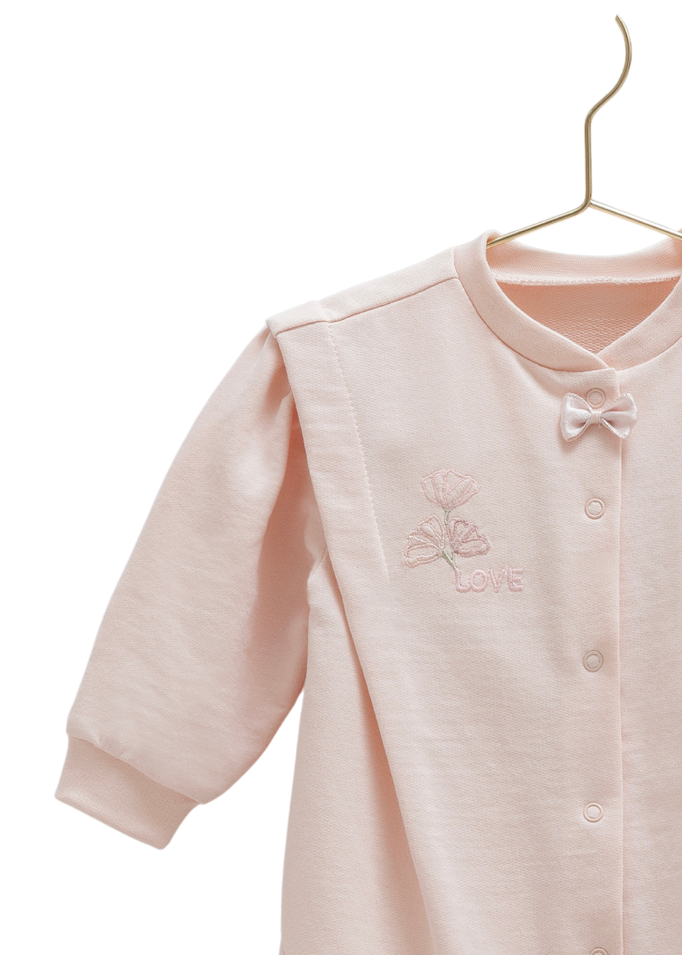 Salopeta Lunga Roz cu Fermoar si Broderie Flori TK2003 Mell Sweet Baby