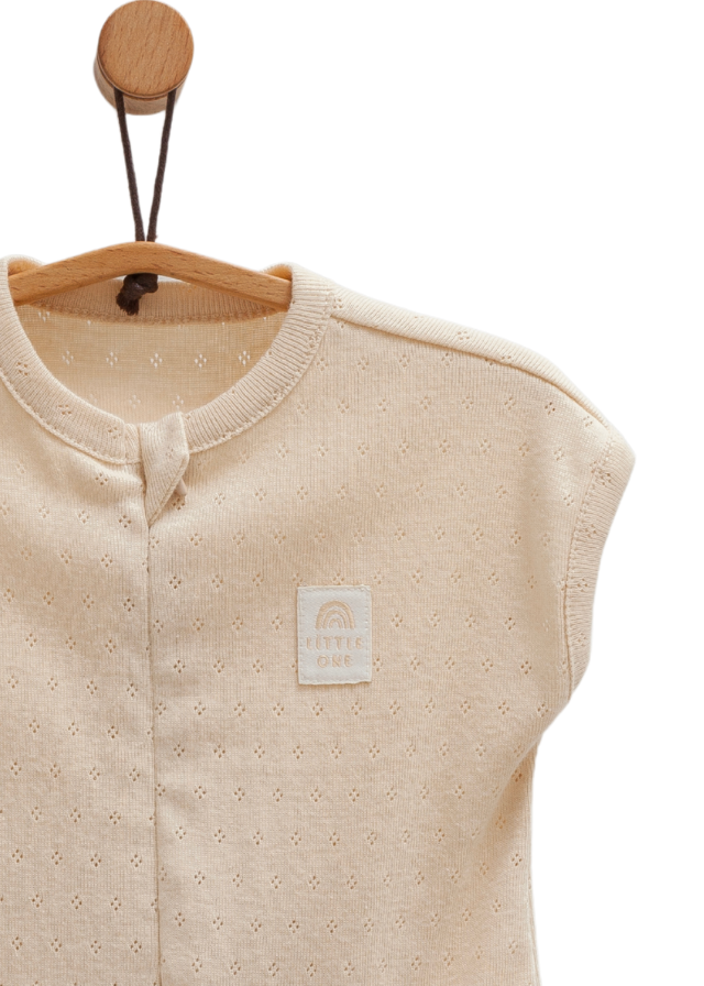 Salopeta Scurta Bej Bumbac Perforat cu Fermoar Move Boy TE1709 Mell Sweet Baby