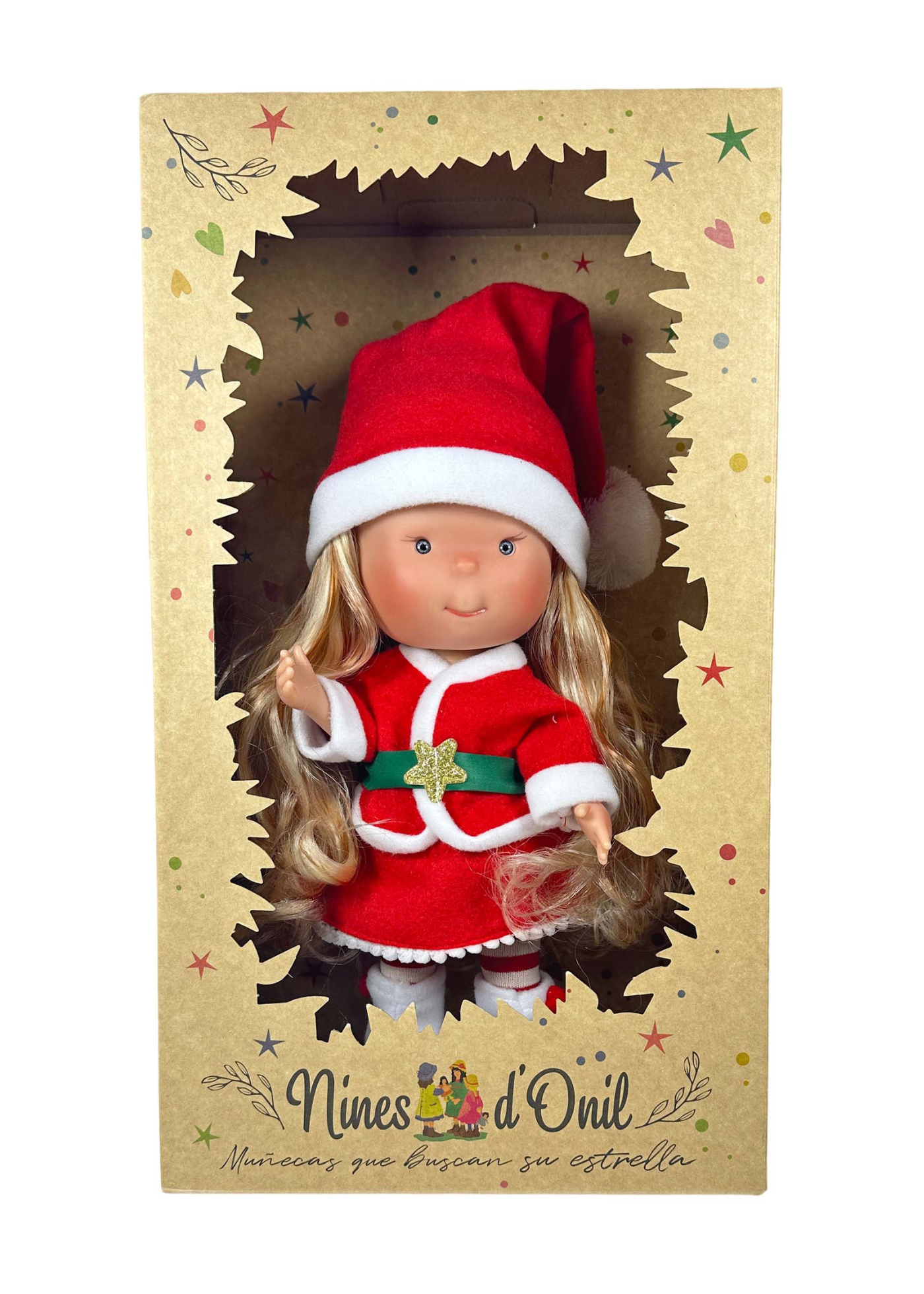 Papusa Parfumata Pippa Blonda Corp Vinil cu Costum Craciunita Alb-Rosu – 2817 – 30 cm – Nines