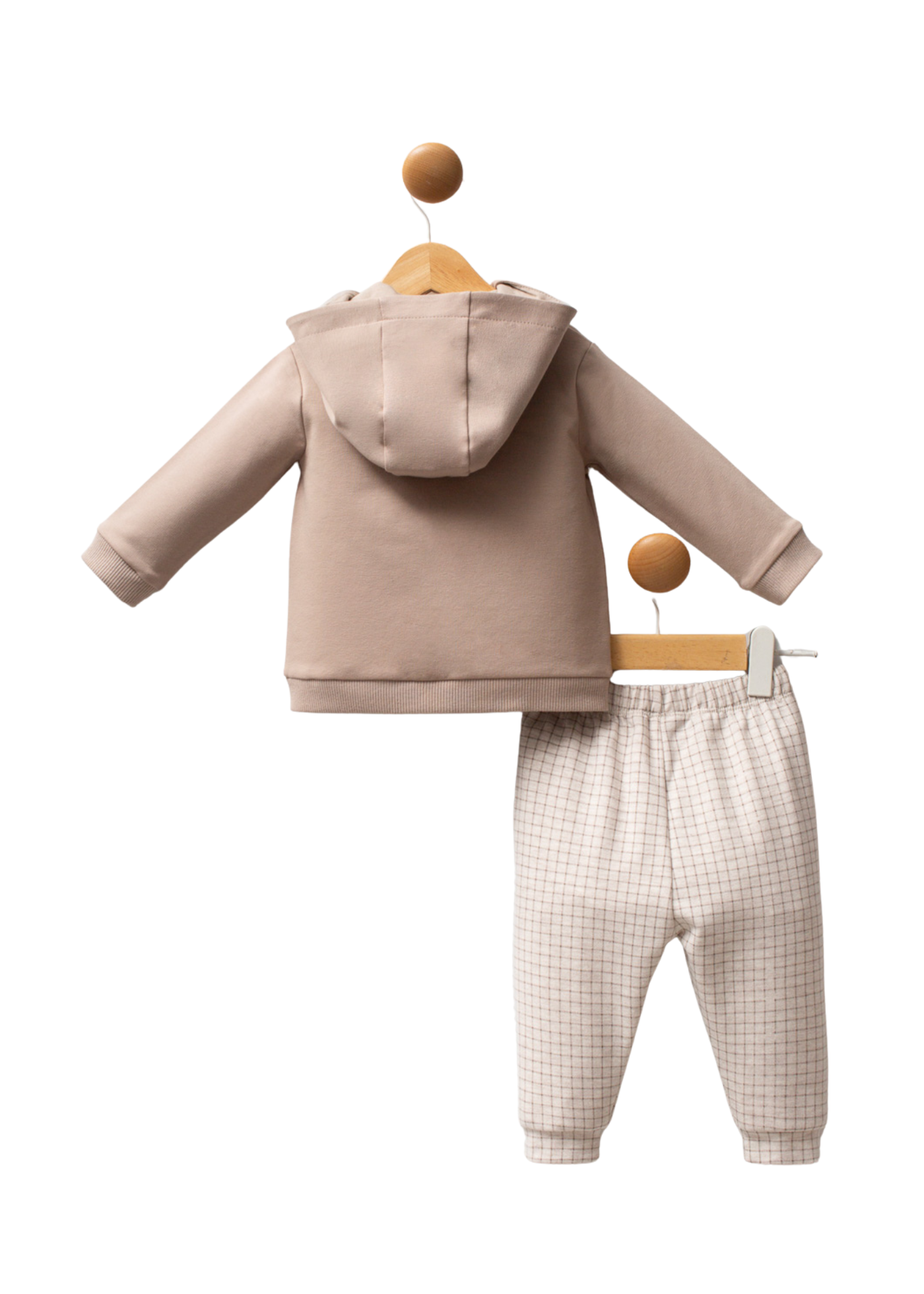 Set 3 Piese Jacheta Bej cu Fermoar si Buzunare Bluza Crem si Pantaloni Sport Negri USB 2579 Us Polo Assn