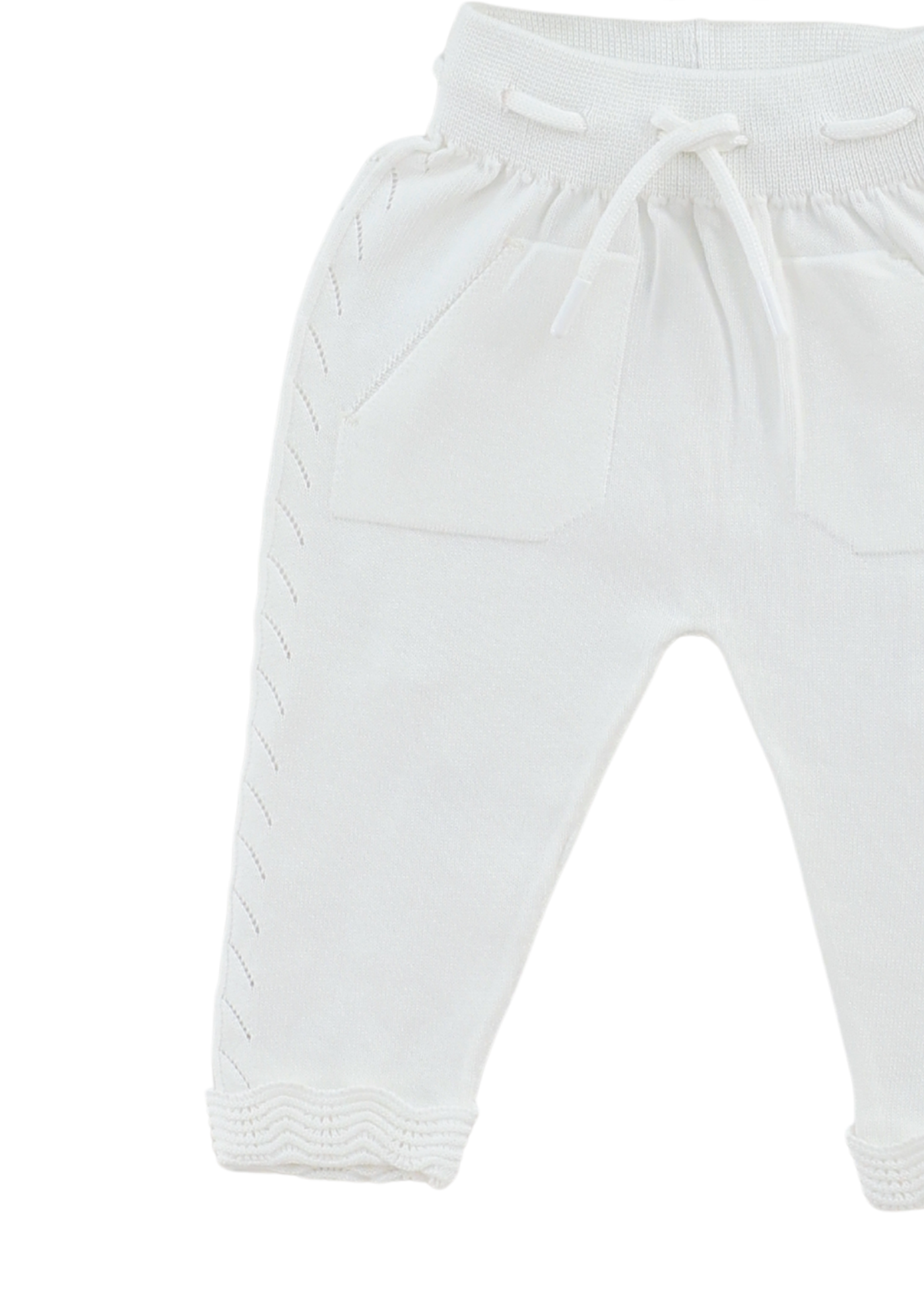 Set 3 Piese Tricotat Bluza ,Pantaloni si Caciula Alb 8538 Leo King