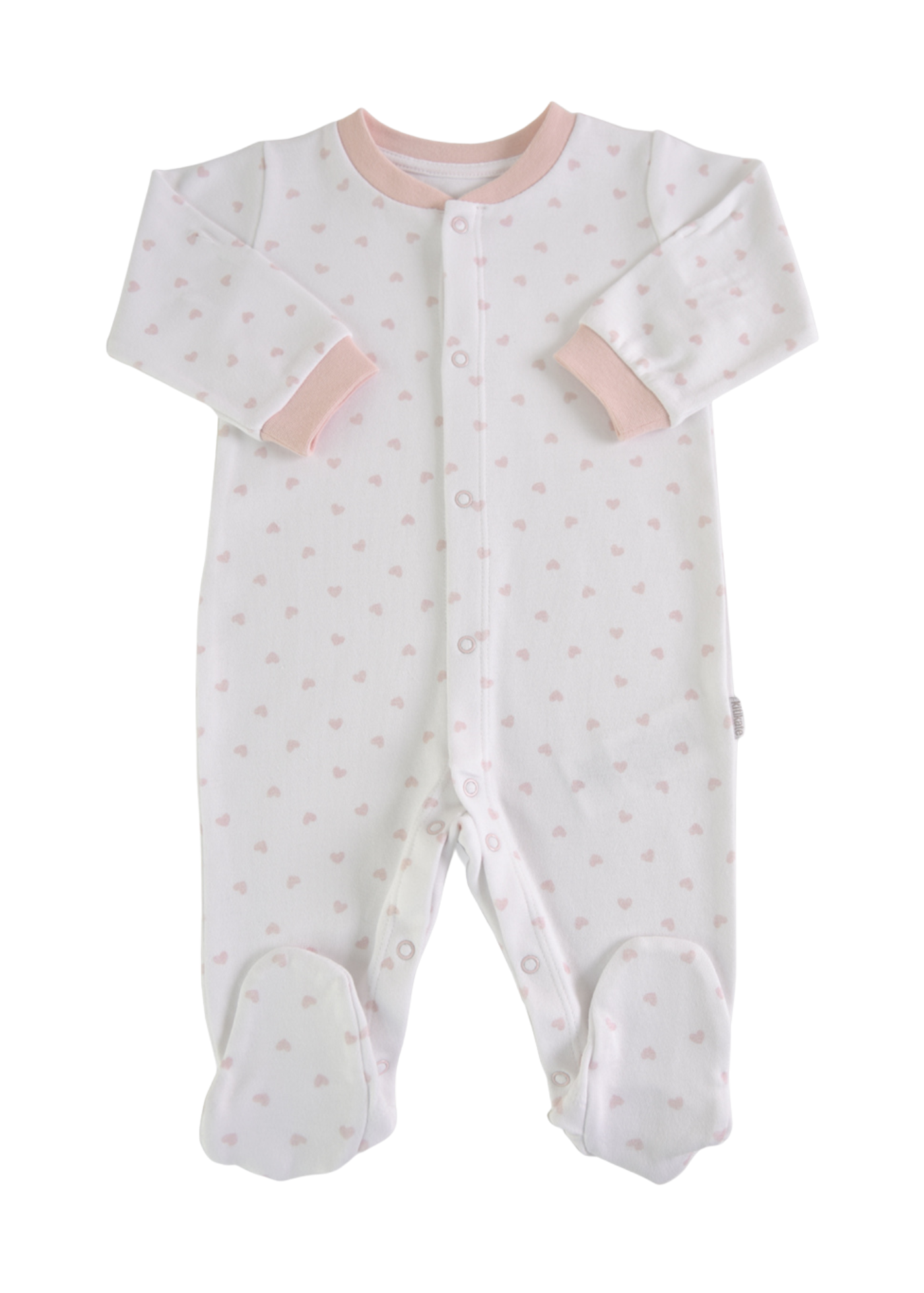 Set 4 Piese Bumbac Organic Alb cu Inimi Roz cu Vesta S13696 KitiKate