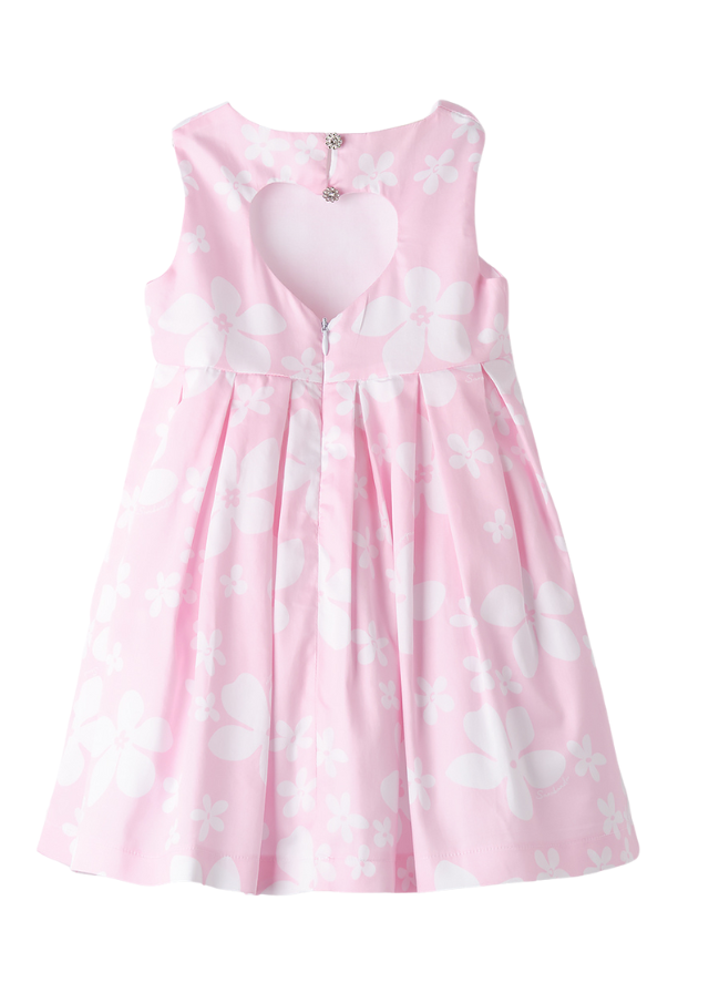Rochie Fara Maneci Roz cu Imprimeu Flori Albe 0.B336/00 Sarabanda