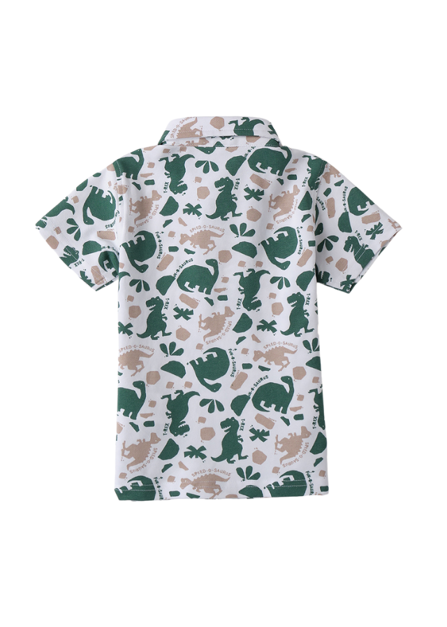 Tricou Alb cu Imprimeu Dinozauri Verzi 4.B453/00 iDO