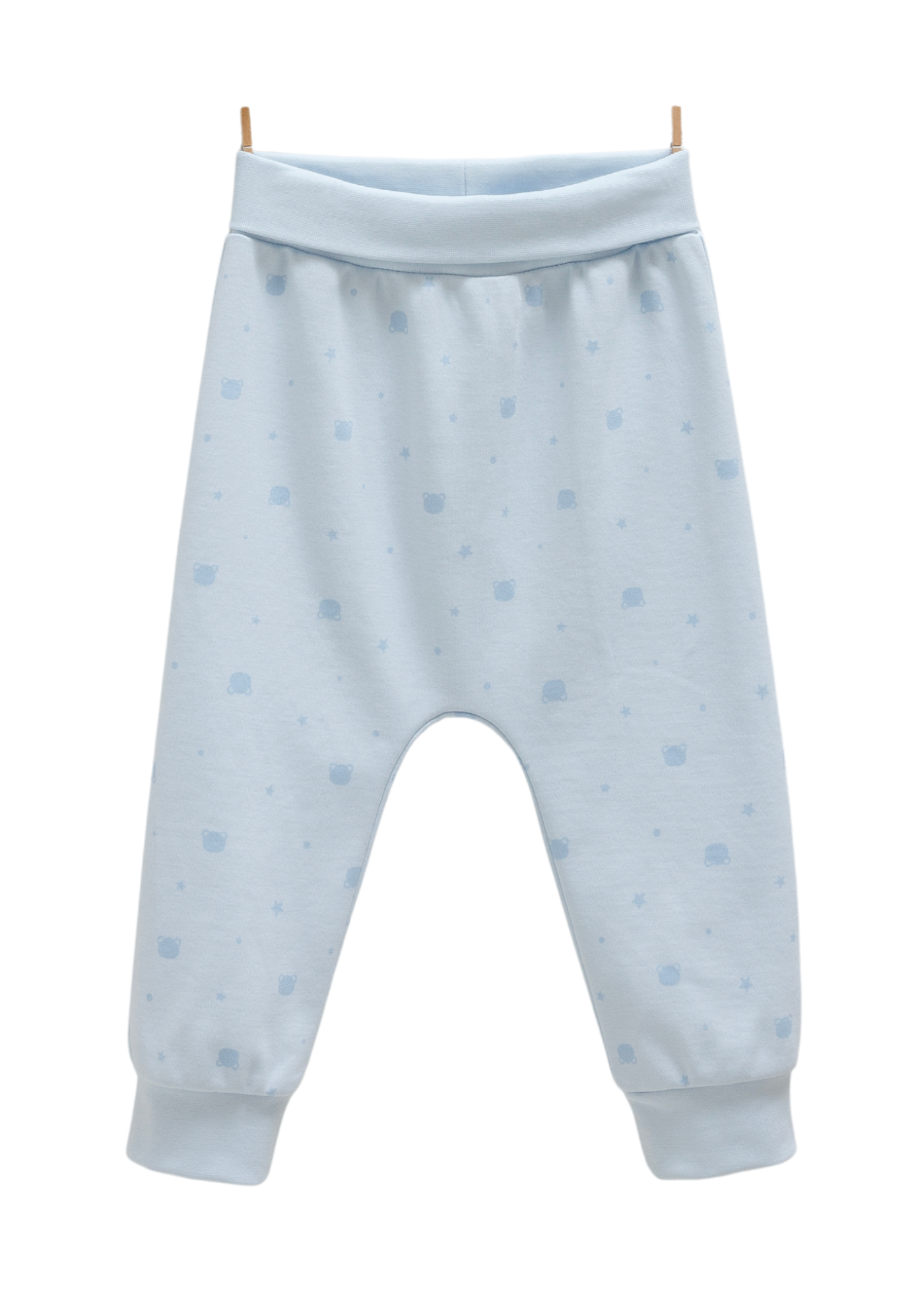 Set 2 Perechi de Pantaloni din Bumbac Bleu cu Ursulet APE1466 Mell Sweet Baby