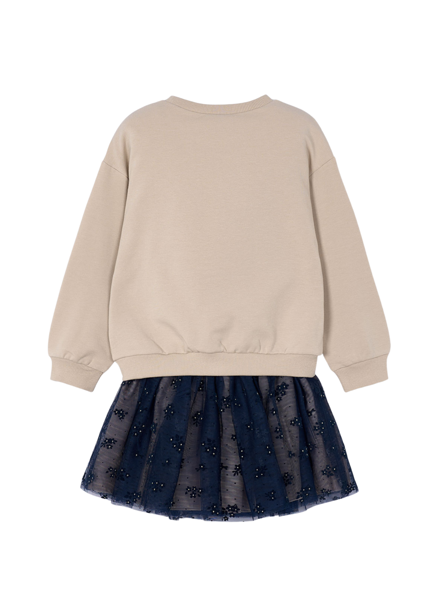 Set 2 Piese  Bluza Oversize Bej si Fusta Tulle Bleumarin 4936 Mayoral
