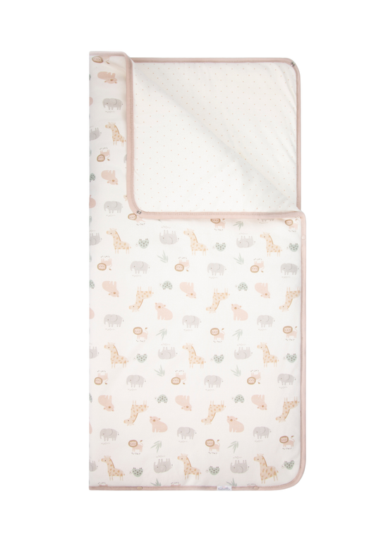 Paturica din Bumbac cu Animale Safari Bej B876 – Bebetto