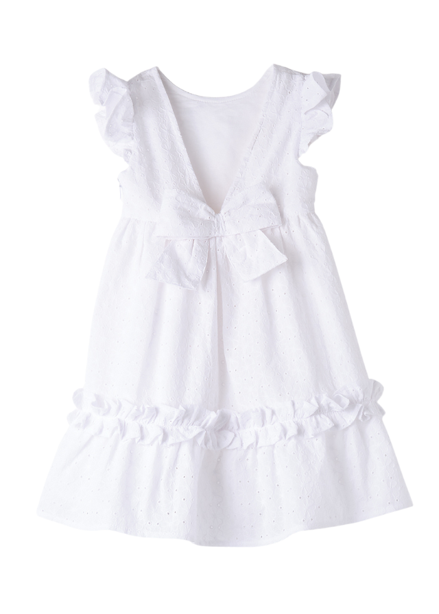 Rochie Alba din Bumbac Broderie Sparta fara Maneci 0.B339/00 Sarabanda