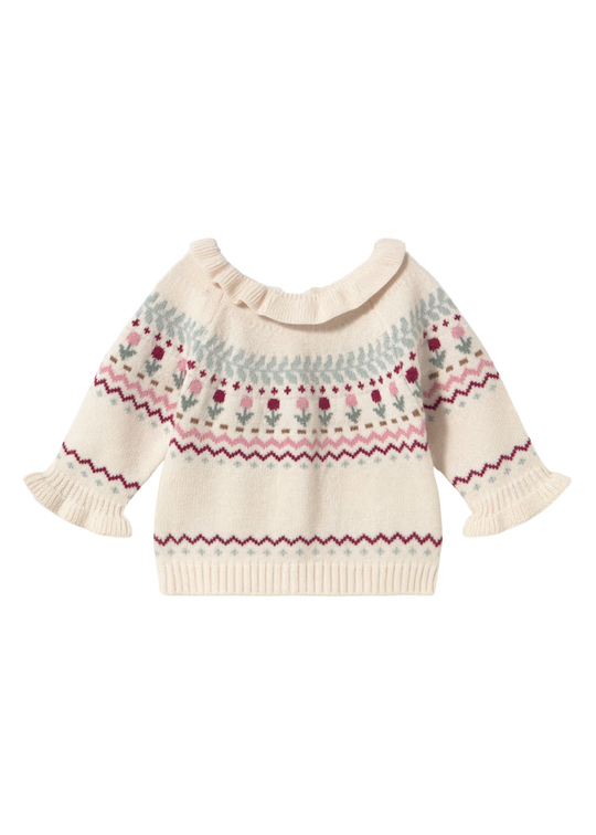Pulover Bej cu Model Floral pentru Fetite 2366 – Mayoral