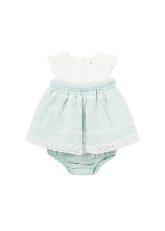 Cream Dress with Pale Green and Underpants 1824 Mayoral