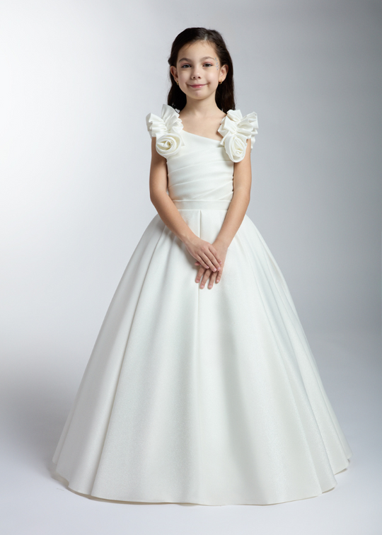 Elegant Long White Ceremony Dress with Crinoline 3-11 years 2255 Kanilla