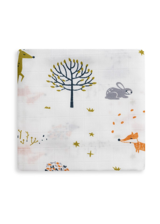 Set 3 Scutece Muselinadin Bambus Alb-Gri cu Imprimeu Copaci 55x70 cm 98975-31 Interbaby