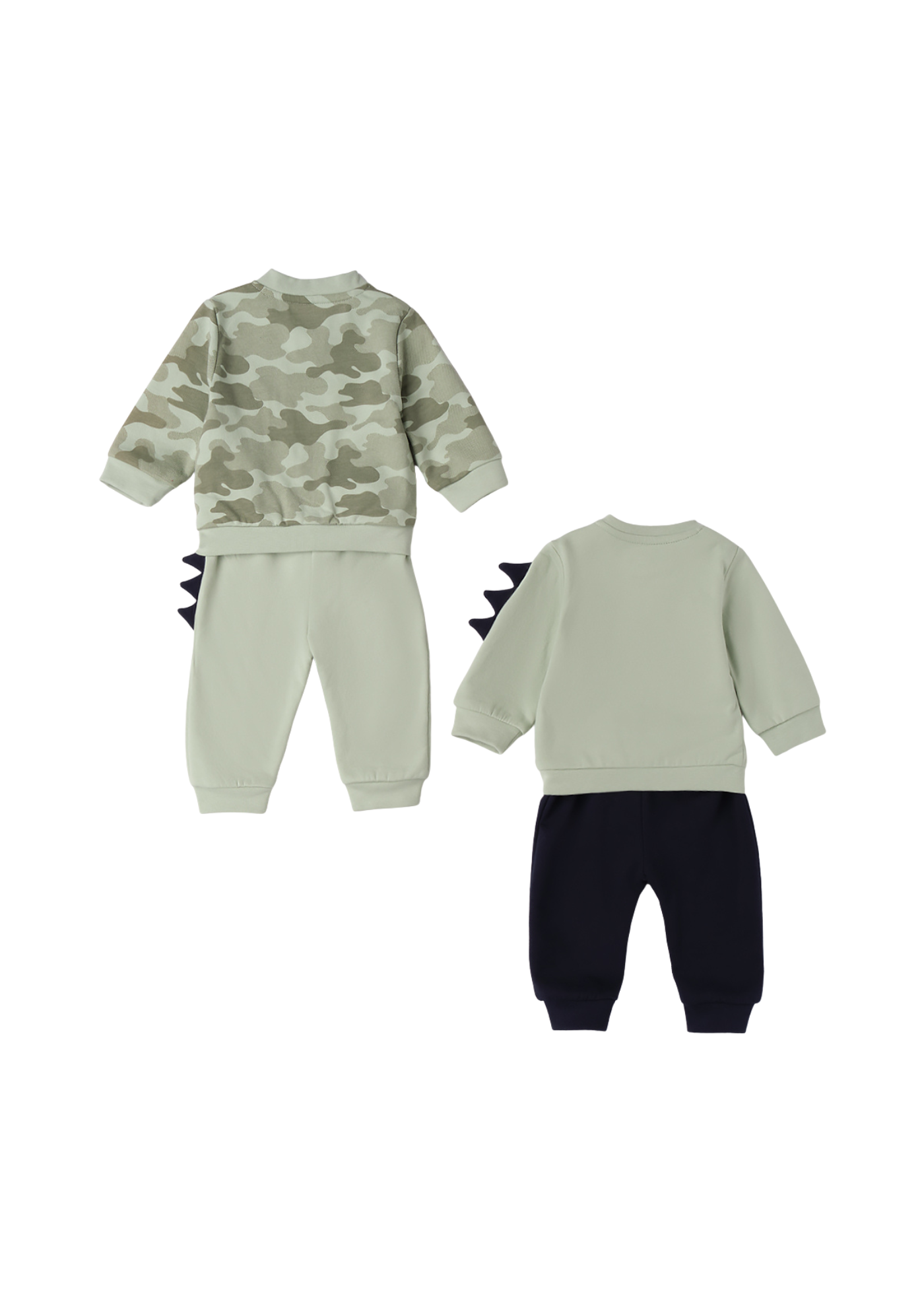 Set 4 Piese, 2 Hanorace si 2 Perechi de Pantaloni Sport Verde cu Bleumarin cu Dinozaur 4.F010/00 iDO