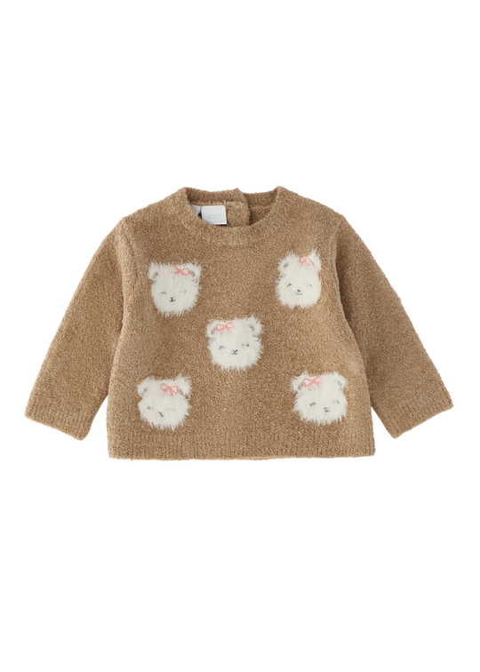 Bluza Tricotata Camel cu Ursuleti pentru Fete 4.H092/00 – iDO