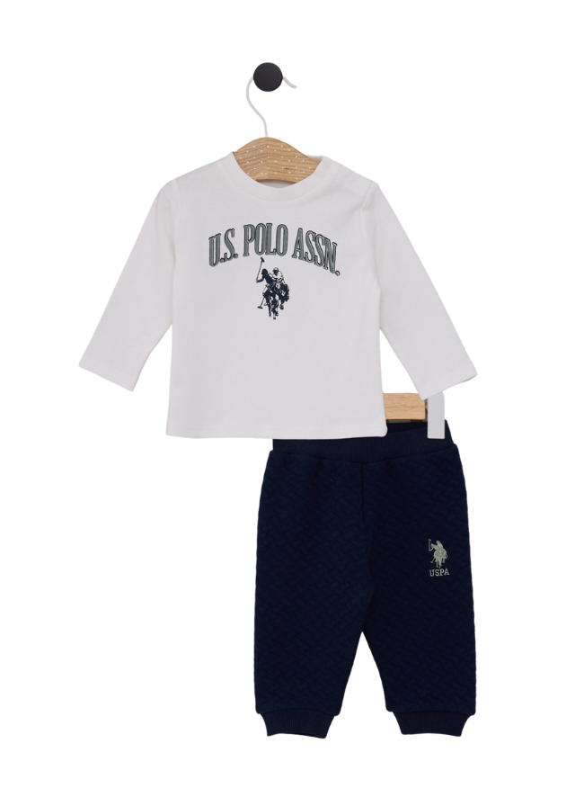 Set 3 Piese Jacheta cu Capse si Pantaloni Bluemarin si Bluza Ivory USB2067 V1 Us Polo Assn