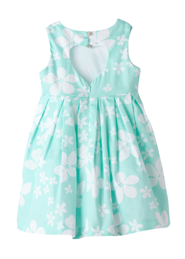 Rochie Fara Maneci Verde Menta cu Imprimeu Flori Albe 0.B336/00 col 6BLQ Sarabanda